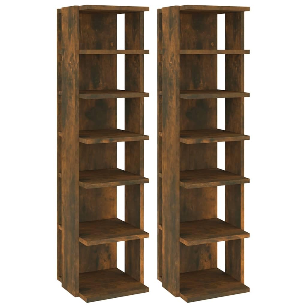 Scarpiere 2 pz Rovere Fumo 27,5x27x102 cm Legno Multistrato