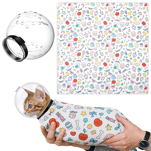 Image of Chunful Cat Muzzle for Grooming, Cat Helmet and Wrap for Cutting Nails, M Size Adjustable Mask, 27.6 inch Anti-Escape Calming Swaddle Cloth, Bathing Shaving Anti-Scratch Pet Tools(Animal)