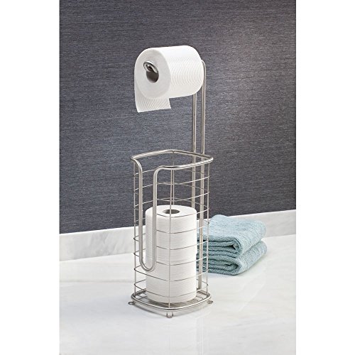Idesign Forma Ultra Toilet Tissue Caddy Plus-Square, Brushed Stainless Steel, Free Standing Paper Holder #TOP3