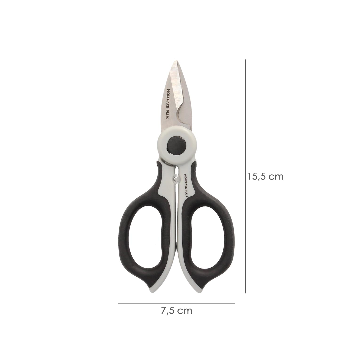 Electrician Scissors 155 mm. TPR Plus No Tension Handle, Stainless Steel Blades, Ergonomic, Scissors Cutting Cable, Stripper - Image 2