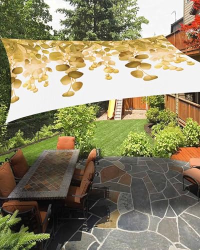 Sun Shades Outdoor Patio Covers for Shade & Rain, Rustic Yellow Eucalyptus Leaves Sun Sail Shades Waterproof, Farmhouse Leaf Sun Shade Sail UV Protective for Backyard/Garden/Deck/Pool 6.5x10 ft