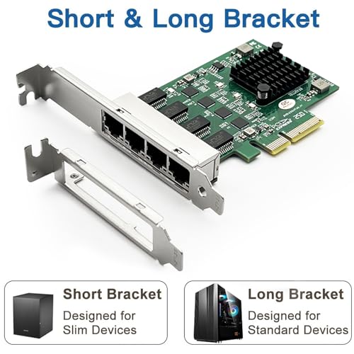 Image of 10Gtek 100M /1000M /2.5G NIC Network Card, Quad RJ-45 Port, with Realtek RTL8125BG Controller, Support Windows /Windows Server /Linux /Ubuntu /Centos /Vmware