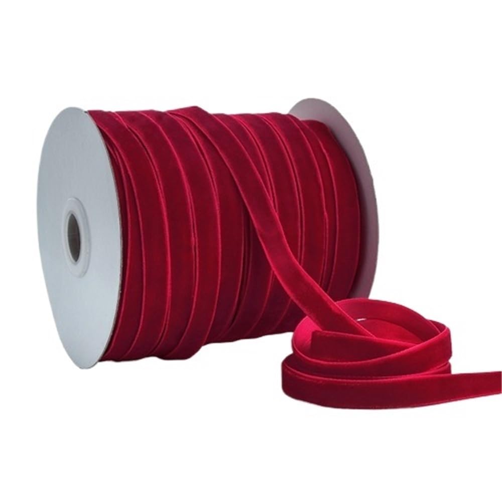 WEITINGKKK Ribbons for Gift Wrapping, Velvet Ribbon Multicolor 1 cm x 50 Yards for Wrapping Decoration Wreath Bow(Red)