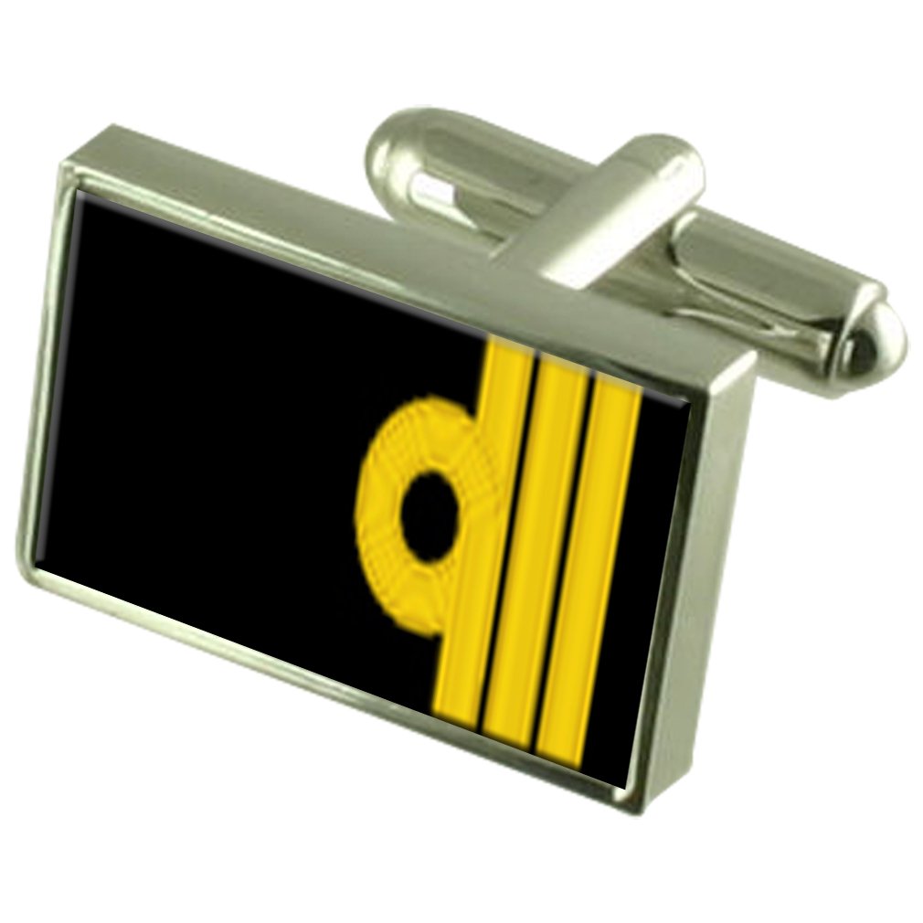 Select Gifts Royal Navy Insignia Rank Commander Cufflinks with pouch