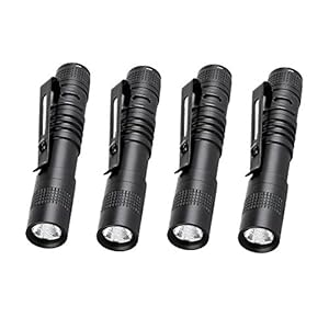 Pocketman Portable Mini LED Flashlight Belt Clip Pen Light Tactical Torch(9 CM) (4 Pack)