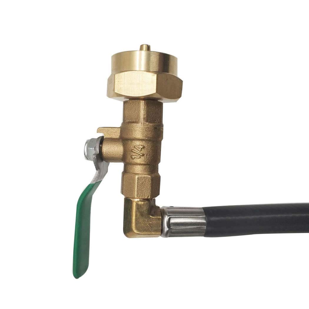 METER STAR Adapter do napełniania propanem do zbiorników 1 funta z zaworem sterującym ON-Off i wężem o długości 80 cm, 350 PSI wysokociśnieniowy grill kempingowy typu QCC1 zestaw do uzupełniania propanem