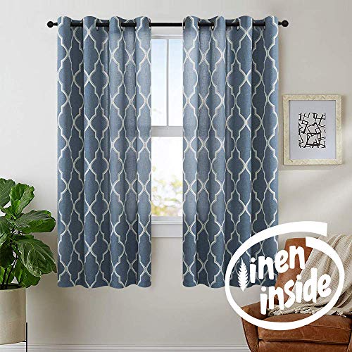 jinchan Moroccan Tile Curtains Print for Living Room Curtain Quatrefoil Flax Linen Blend