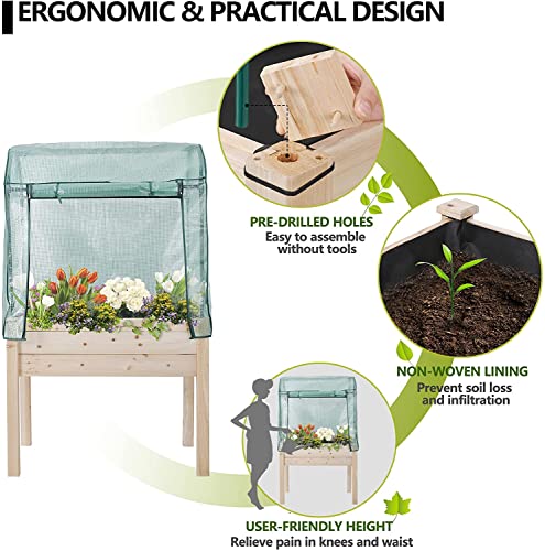Elevated Wood Gardening Bed with Green House Cover - 36L x24W x 66H - Backyard Expressions by BACKYARD EXPRESSIONS PATIO · HOME · GARDEN - Image 5