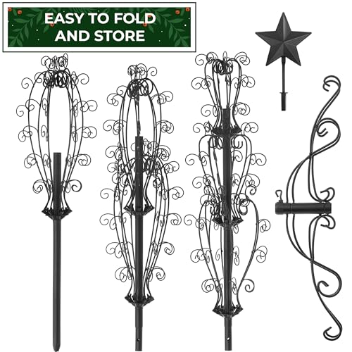 Casafield Ornament Display Christmas Tree with Stand - 6' Black Wrought Iron Ornament Holder
