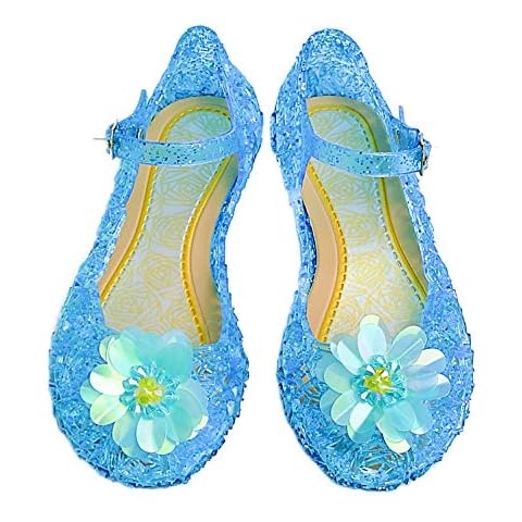 Kuzhi Jelly Mary Jane Shoes Cosplay Frozen Elsa Anna Cinderella Princess Shoes for Kid(Toddler and Little Kid) (7.5 UK Child) Blue Cover