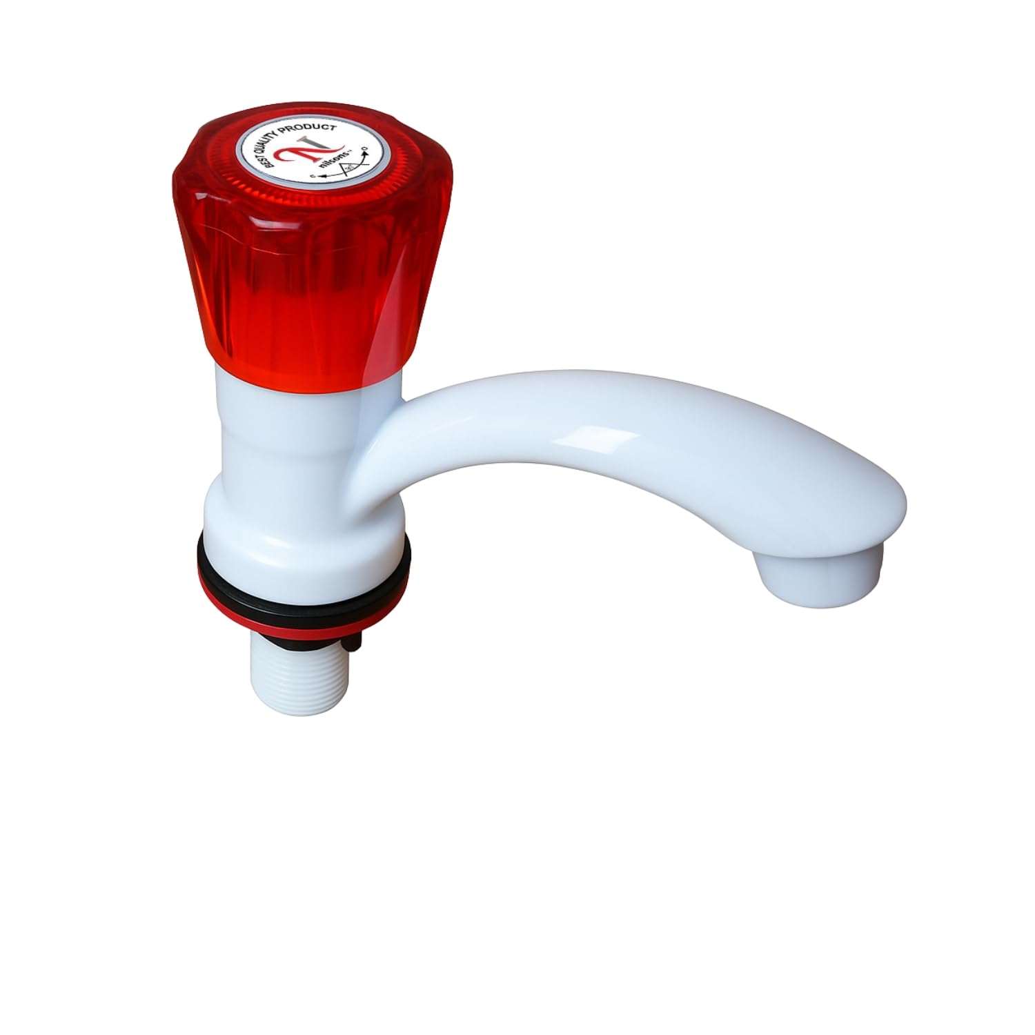 Nilsons Wash Basin Pillar Cock Tap | Premium PVC Long Body Faucet for Bathroom, Kitchen Sink & Countertop Use | Red Knob, Unbreakable Plastic Body | Leak-Proof, Easy DIY Installation-picture-17