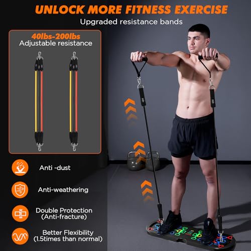 Premium Liegestützbrett Set Liegestützgriffe Push Up Board Verbessertes Konzept 2024 Liegestütze Brett Homeworkout 10 in 1 Push Up Bar Home Gym Liegestütze Fitnessgeräte für Zuhause