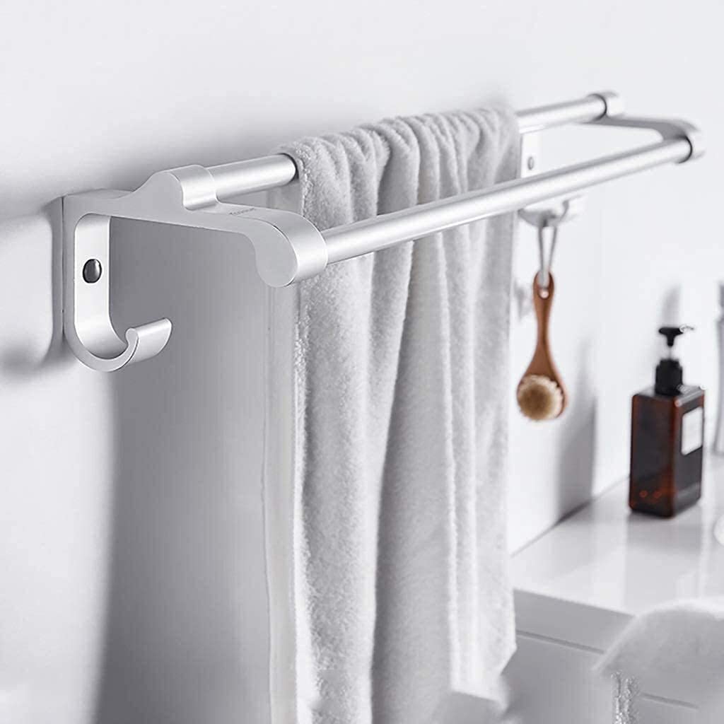 Porte-serviettes salle de douche en aluminium à double barre suspendue