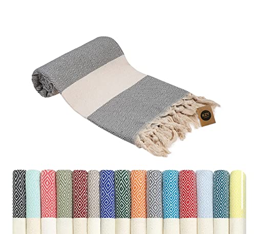 KZY LONDON Saunatuch Hamamtuch Saunahandtuch Strandtuch Badetuch Duschtuch Strandhandtuch Picknickdeckeprozent100 Baumwolle Extra Leicht XXL 100 x 180 cm DamenundHerren (1, Grau)