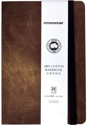Potentate 300GSM 100% Cotton Cold-Pressed Watercolour Handbook 24 Sheets, 13 cm x 19 cm Size