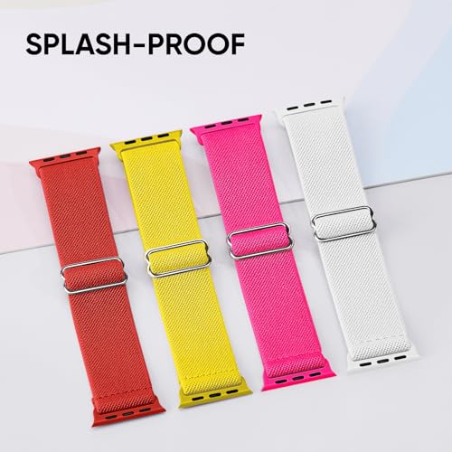 Image of 4 Pack Stretchy Solo Loop Compatible with Apple Watch Bands 38mm 40mm 41mm 42mm 44mm 45mm 46mm 49mm Women Men, Sport Nylon Elastic Straps Wristbands for iWatch Series 11 10 9 8 7 6 5 4 11 Ultra /SE 3 2