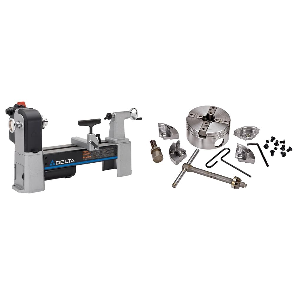 Delta Industrial 46-460 12-1/2-inch Variable-Speed MIDI Lathe and 46-461 Reversible Nova G3-D Woodturning Chuck Bundle