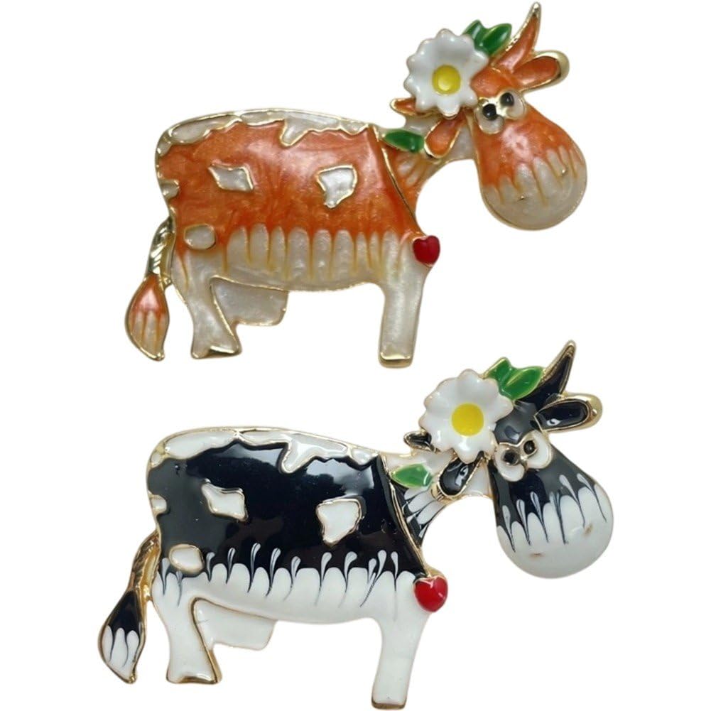 Sslvya 2 Pcs Adorable Calf Brooch Korean Style Lapel Pin for Women Hat Bag Suit Dress Jewelry Fashion Accessories