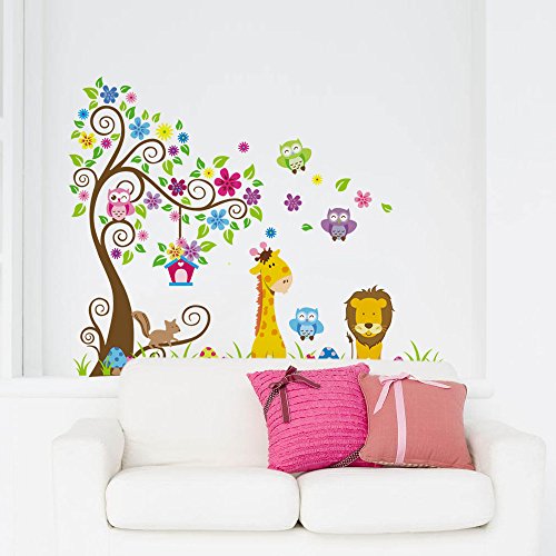 EverTrust(TM)Cartoon Cute Lion Owl Giraffe DIY Wall Sticke Wallpaper Stickers Art Decor Mural Kid's Child Room Decal Home Decoration