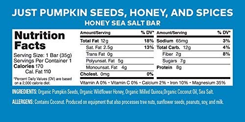 Health Warrior Pumpkin Seed Protein Bars, Honey Sea Salt, 8g Plant Protein, Gluten Free, Certified Organic, 12 Count - Thumbnail 7