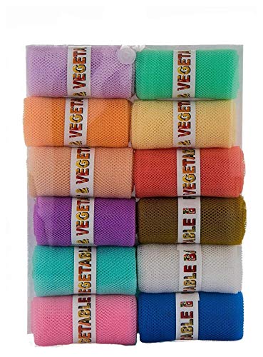 SIO Mesh Vegetable Storage Bags for Refrigerator Pack of 12 with Zipper Reusable Produce Bags for Fridge Kitchen Organization and Grocery Storage | 35