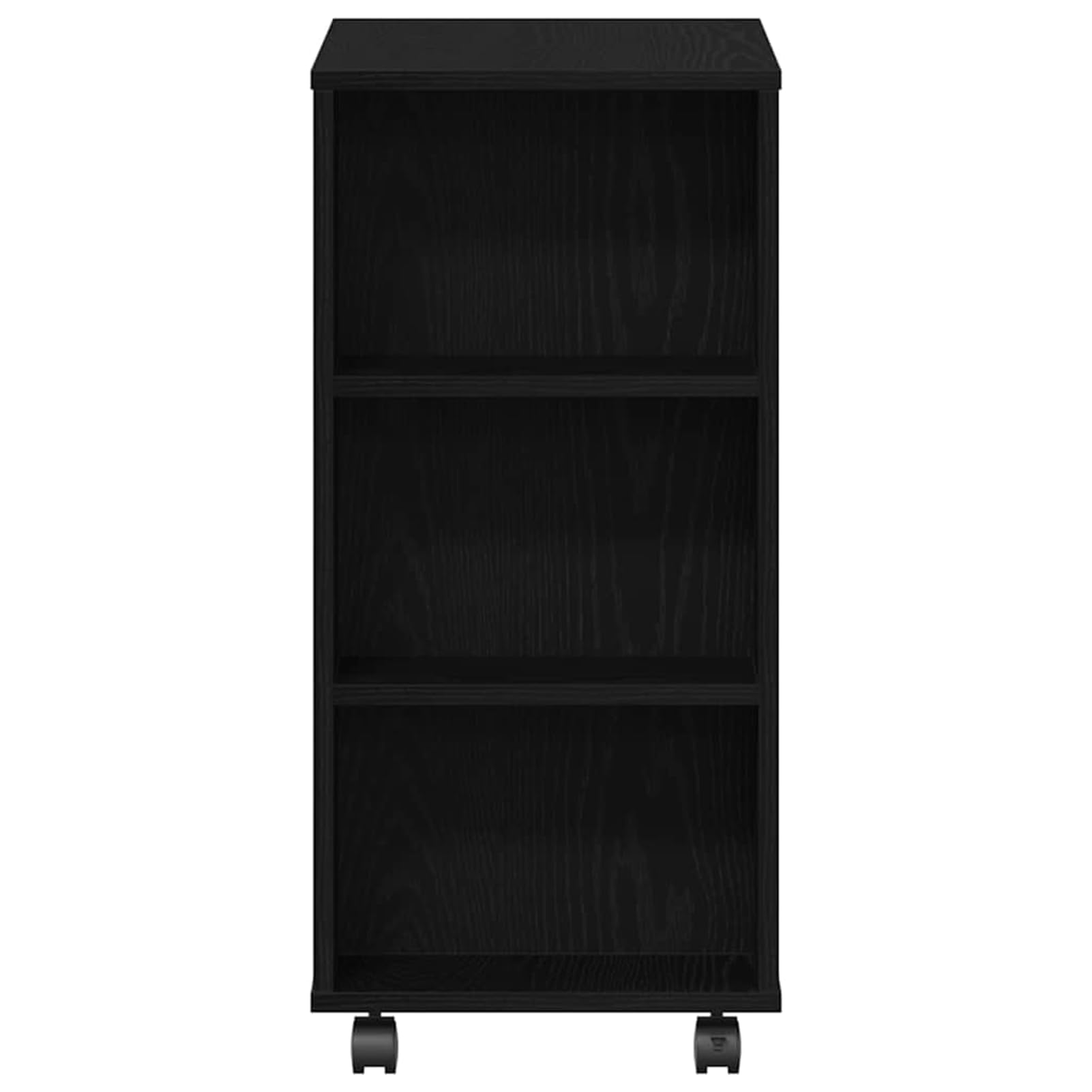 Aufbewahrungsschrank mit Rollen Schwarz Eichen-Optik Holzwerkstoff 60x35x75 cm 3 Fächer für Büroorganisation