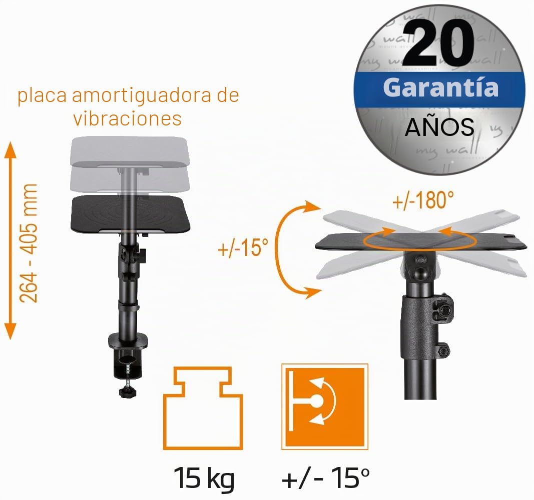 My Wall HS30L - Soporte para Altavoces (2 Niveles, Altura Regulable, inclinable), Color Negro