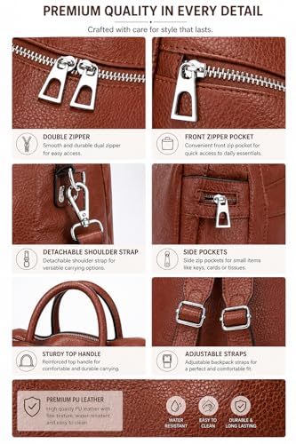 Image of Leather Backpack for Women | Large Capacity | College and Office use | PU Leather | shoulder bag for Ladies,