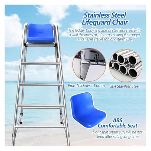 Silla de Socorrista para Piscina Alta 4 Escalones 180cm miniatura 3