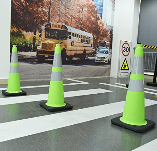 Besea 6Pack 28" Inch Traffic Cones Green Safety Cone With 6 Inch Reflective Collar For Home Driveway Road Parking Use(6 Cones) #TOP2