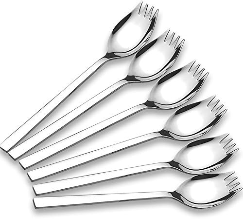 6-pack 18/10 Stainless Steel Sporks for Everyday Use, Back to school lunch supplies Camping Hiking Heavy Duty Flatware set,7.6-inch (M)