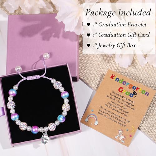 Image of Trabuono Kindergarten Preschool Graduation Gifts for Girls, 2025 Graduation Gifts for Her 5TH Grade Grad Gift Unicorn Charm Bracelet for Daughter Granddaughter Niece with Card Present Boxed