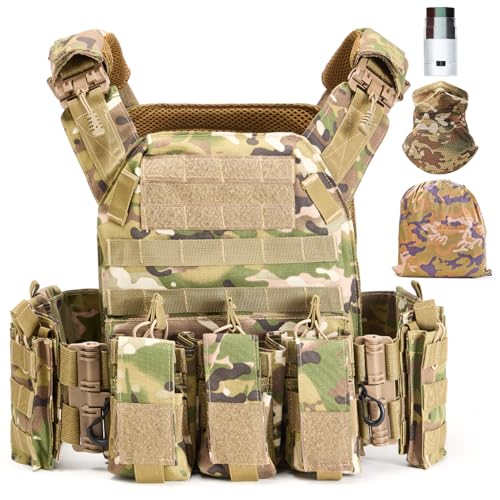WILD WYCC Tactical Vests Quick Release Camo Vest Mens 1000D Lightweight Modular 3D Breathable Vest