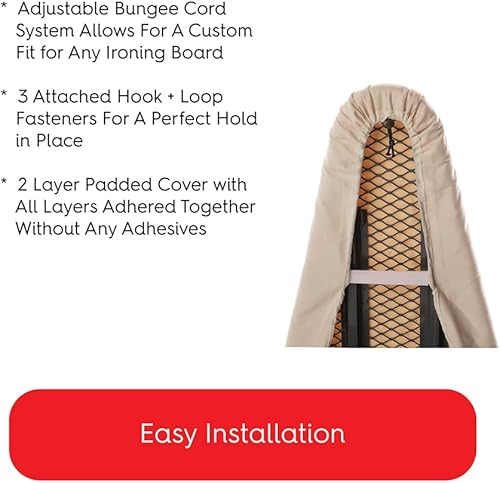 Miniatura 5 de Funda para tabla de planchar, fabricada en Italia, 18 x 54 pulgadas de ancho, sin productos químicos, ecológica, almohadilla de algodón natural y
