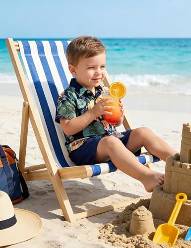 Image of JunNeng Toddler Baby Boy Shorts Sets Hawaiian Outfits,Summmer Hawaiian Shirt+ Elastic Shorts Vacation Clothes