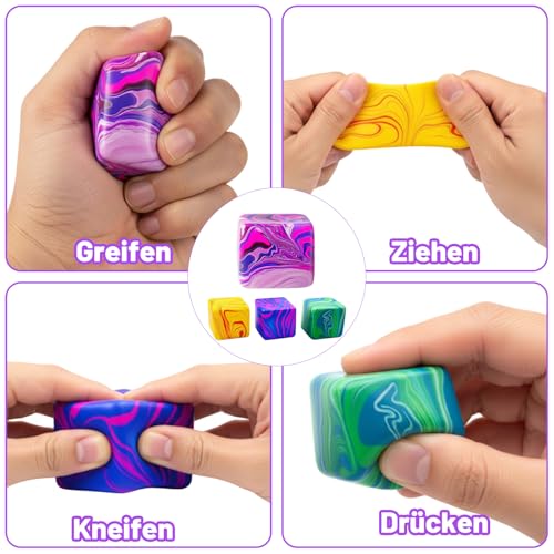 4 Stück Fidget Toys,Anti Stress Würfel,Weiche Squishy Stressball,Antistress Spielzeug, Entspannung Und Konzentration, Bunte Farben