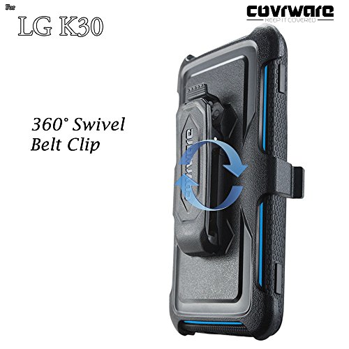 Covrware Aegis Series Case For Lg K30 / Lg Premier Pro Lte / Lg Harmony 2 With Built-In [Screen Protector] Heavy Duty Full-Body Rugged Holster Armor Case [Belt Swivel Clip][Kickstand], Blue #TOP7
