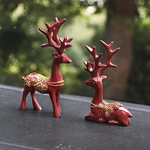 Statue rouge faon mignon en résine : le cadeau d'art idéal pour couple et décoration de bureau - 2
