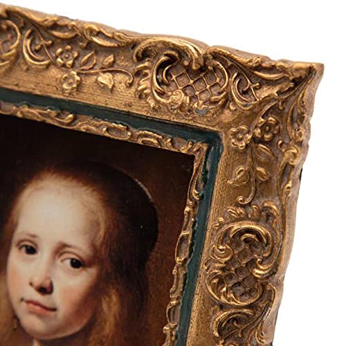 Sylvia's Shop Small Antique 4 X 4 Picture Frame, Mini Vintage Ornate Square Photo Frame, Table Top And Wall Hanging Home Decor, Old Fashioned Photo Gallery Art Deco, Bronze Gold And Navy Blue #TOP5