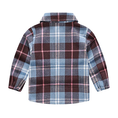 Toddler Girls Flannel Shirt Button Down Lapel Shacket Blouse Fall Y2K Coat School Uniform Plaid Jacket Western Shirt2