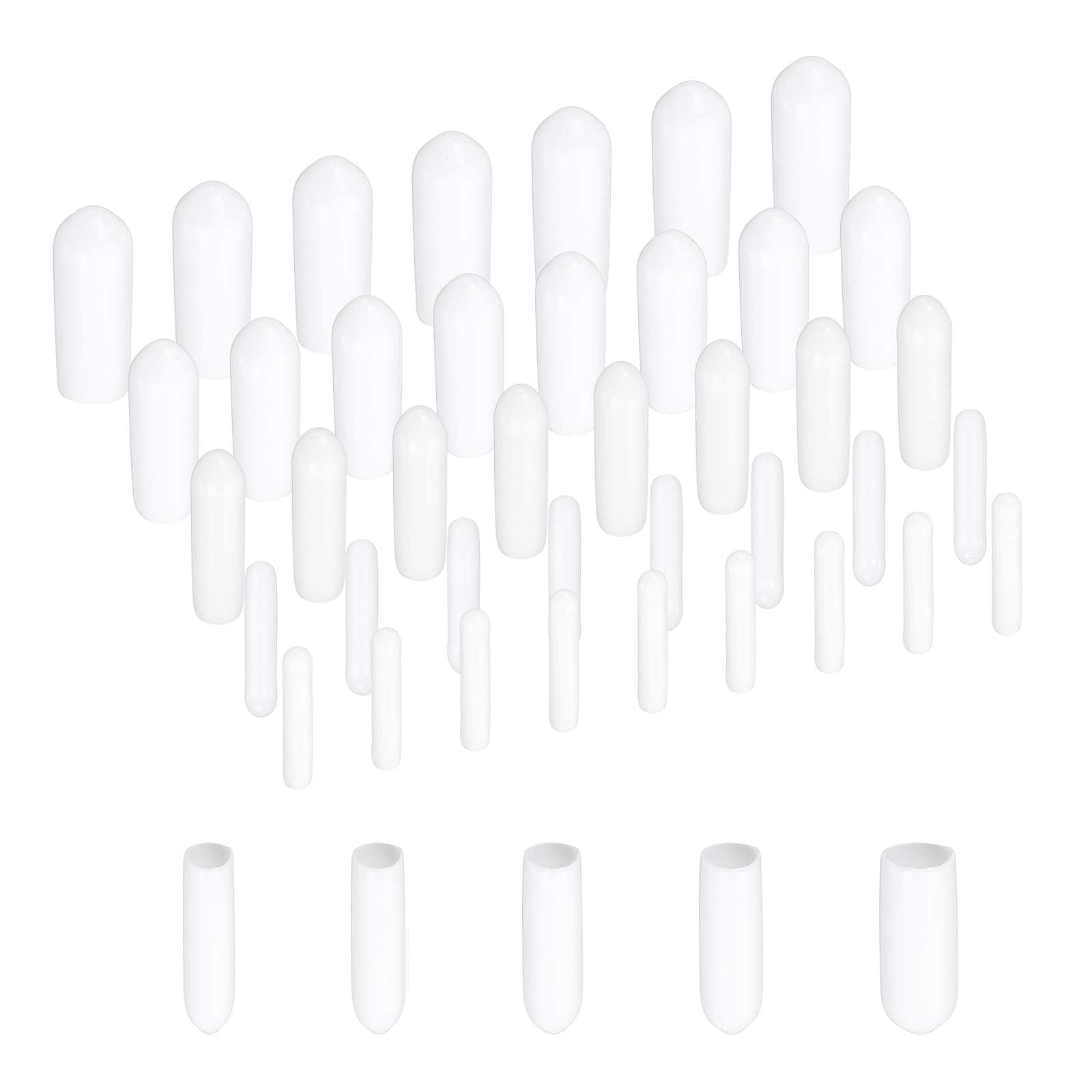 uxcell 50pcs Round Rubber End Caps Protective Caps 1.5mm 2mm 3mm 4mm 5mm White Screw Thread Protectors