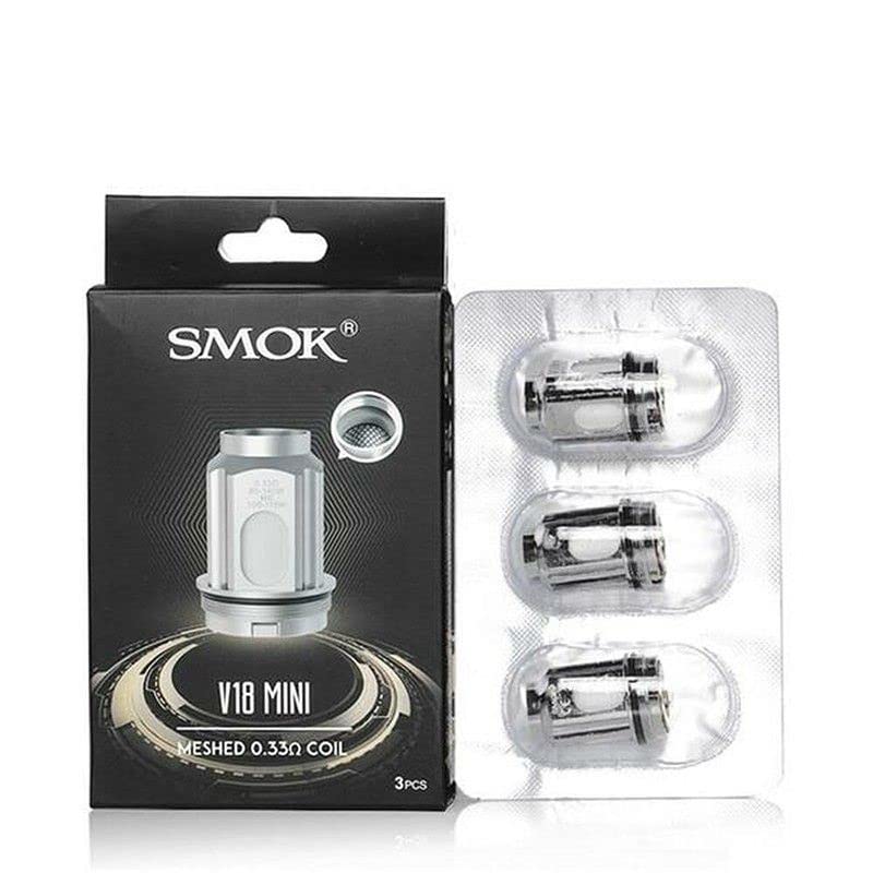 SMOK V18 Mini Meshed Replacement Coils, 0.33 Ohm, Works With G-Priv 4, Fortis, R-Kiss 2, SMOK Vaping Coils, Pack of 3, No Nicotine
