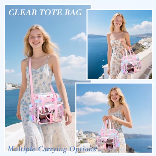 Image of MOONBABY Clear Bag for Stadium Events, Clear Transparent Tote Bag with Detachable Strap for Sports, Concert, Work,Travel