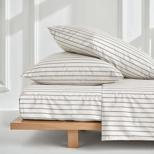 Image of Italic Luxe 100% Australian Cotton Bedding Bundle - 400 Thread Count - California King - Breathable & Luxurious - Includes Deep Pocket Fitted Sheet, Flat Sheet & Pillowcases (Mini - Stripe)