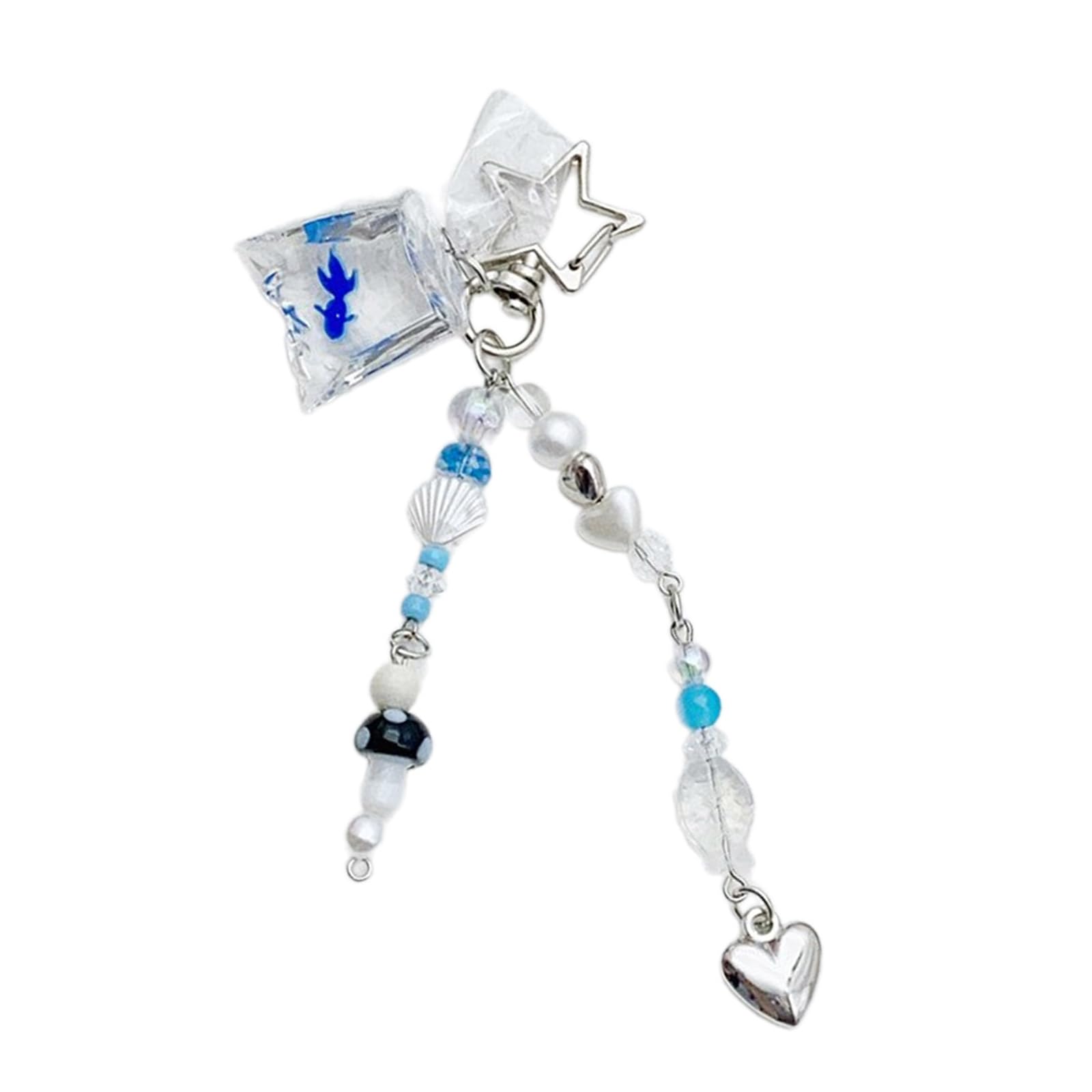 KFFENGable Fish Keychain Beads Keyring Creative Key Holder Portable Bag Pendant Charm and Phone Accessory for Women