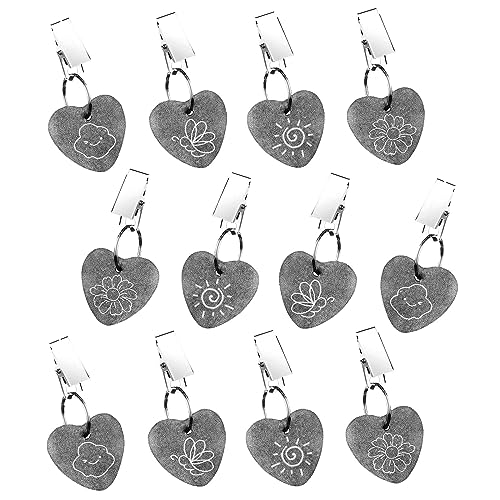 BlyeMichdi 12 Pcs Tablecloth Weights,Stone Table Cover Weights,Tablecloth Weights Clips Curtains Flag Weights Decorative Heart Shape,Table Cloth Pendants Clips for Outdoor Picnic Family Dinner Table