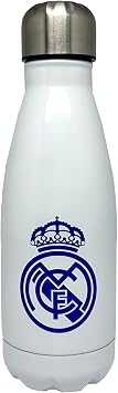 Real Madrid CyP Brands Steel Water Bottle, Water Bottle, Water Bottle, Airtight Closure, 550 ml, White, Official Product