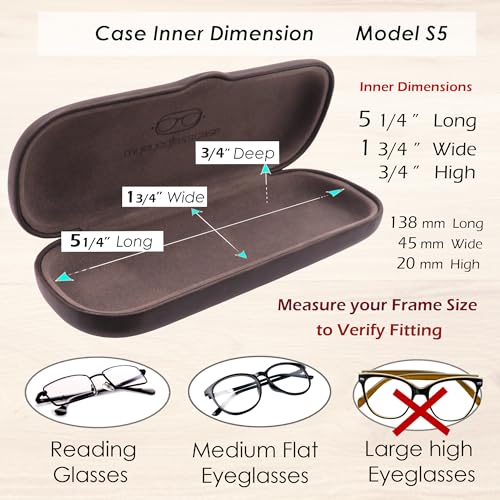 Image of MyEyeglassCase Men Small Glasses case - Eyeglasses Hard Shell Holder Pouch & Cloth-Reading Slim & Narrow Case Heavy Duty