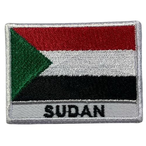 Écusson brodé drapeau du Soudan avec nom Patch thermocollant ou à coudre Symbole national militaire Patch pour vêtements, sacs à dos casquettes