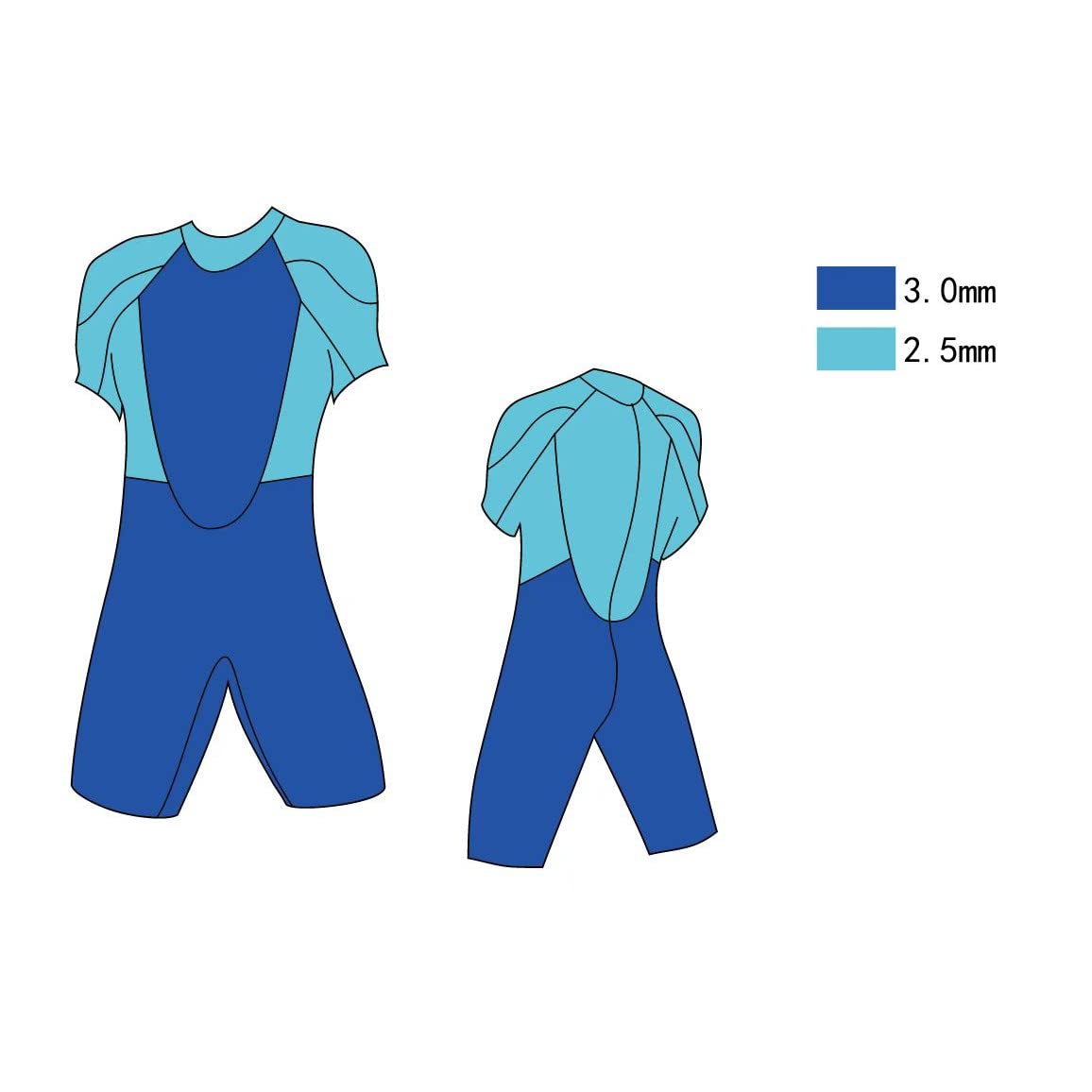 ZAOSU Combinaison shorty Aqua Essential en néoprène noir de 3 mm avec fermeture éclair dans le dos et manches courtes pour SUB, plongée en apnée, surf, plongée, natation, taille : S